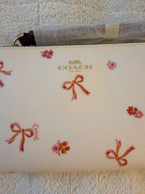 Coach White Floral & Bow Print Crossbody